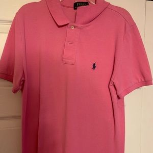 Pink polo shirt sleeve shirt